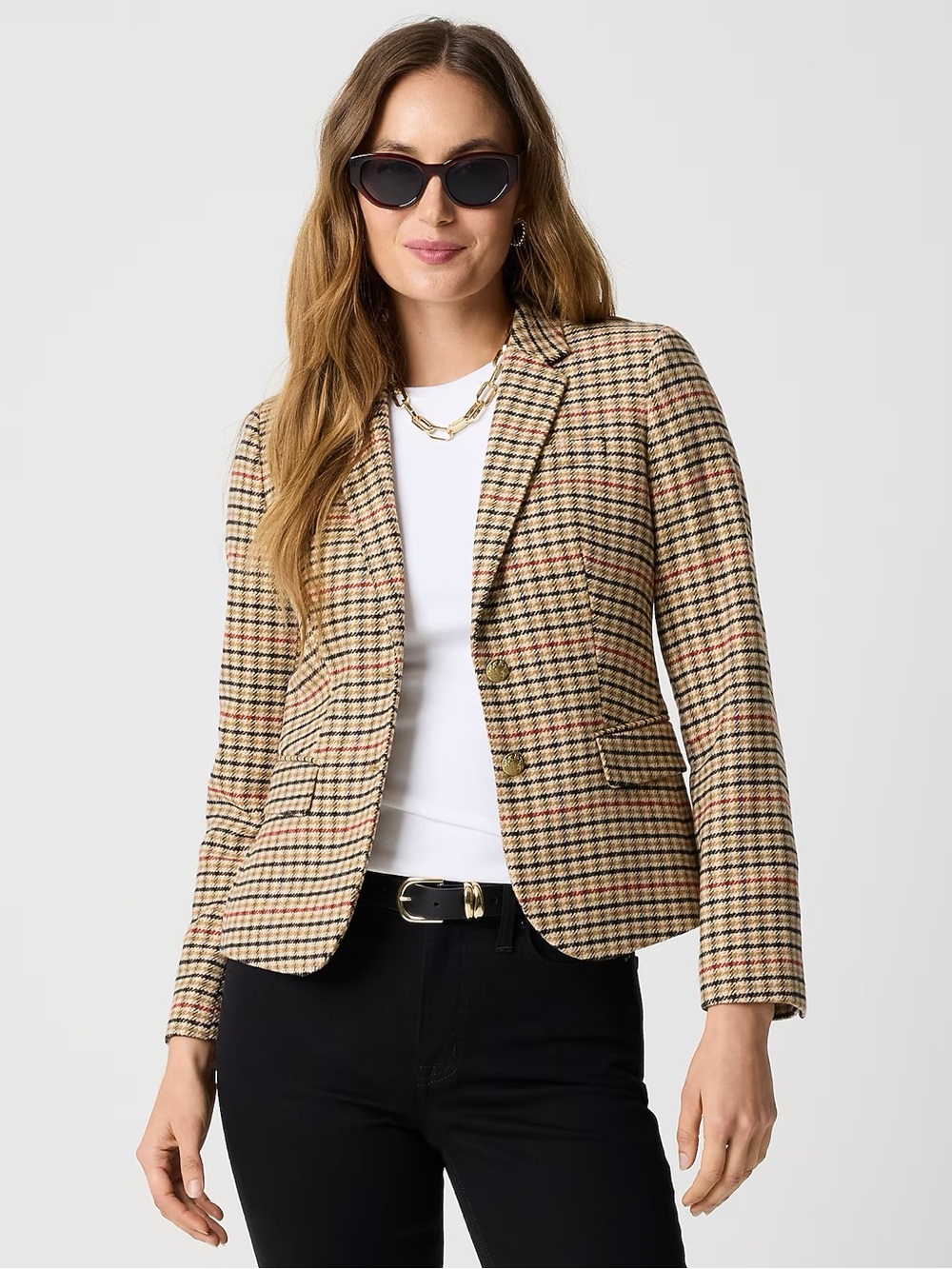 NWT J.Crew Schoolboy Herringbone Wool Blend Plaid Blazer Size 2